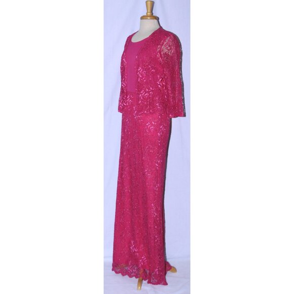 Fanny #1512 Floor Length Jersey & Lace MOB MOG Gown-Size S -FUCHSIA-NEW - Picture 4 of 10